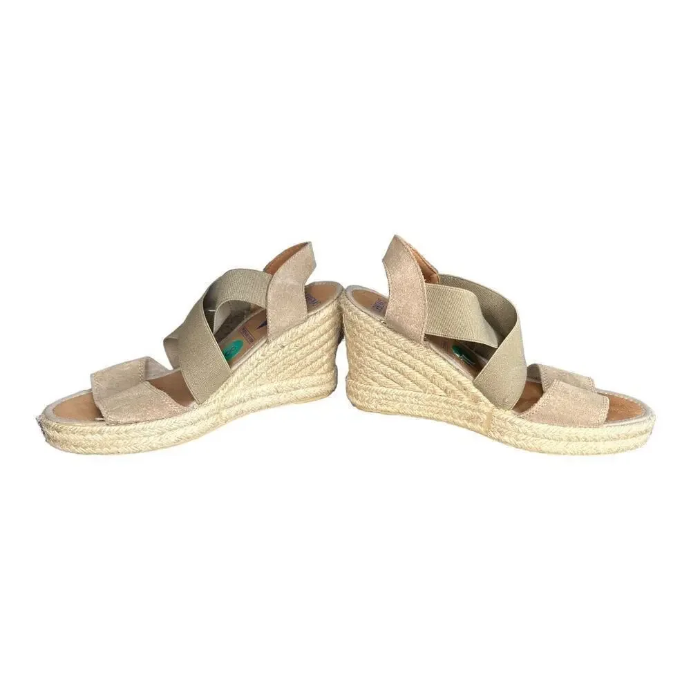 Verbenas Silva Serraje Piedra Open Toe Espadrille Cross Strap Wedges size 8‌